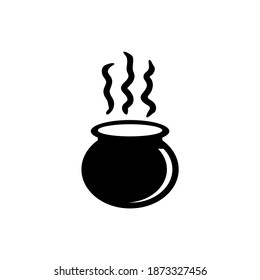 Boiled Cauldron, Halloween Witch Caldron. Flat Vector Icon illustration. Simple black symbol on white background. Boiled Cauldron, Halloween Caldron sign design template for web and mobile UI element