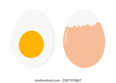 Boiled cleaned and half egg with yolk. Egg Day greeting or Thematic cards design element idea Set 2