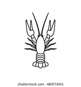 Boiled crawfish in outline style isolated on white background vector illustration