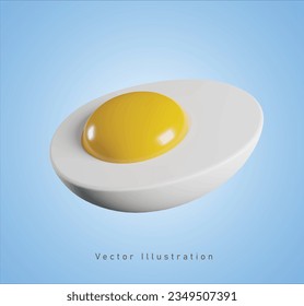 huevo hervido en ilustración vectorial 3d
