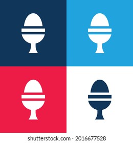Huevo hervido azul y rojo cuatro colores conjunto de iconos mínimo