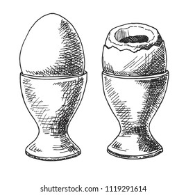 Boiled egg breakfast. Sketch style