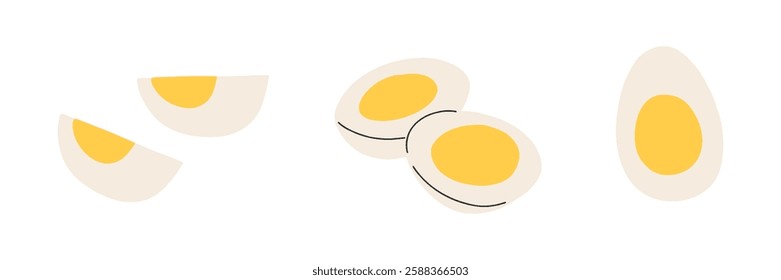 Boiled Egg cartoon set collection.