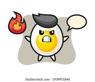 Boiled egg character cartoon with angry gesture