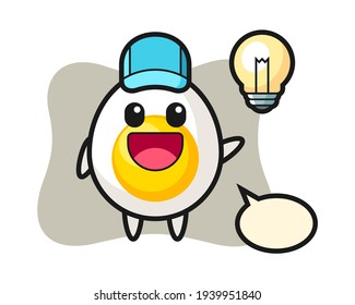 Boiled egg character cartoon getting the idea