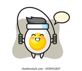 Boiled egg character cartoon with skipping rope 