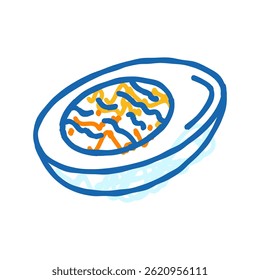 Vector de boceto de icono de garabato de pollo de huevo hervido. signo de pollo de huevo hervido. ilustración de símbolo aislado