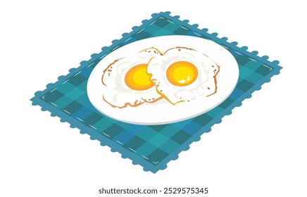 Clipart de ovo cozido. Vetor de prato de ovos. Clipart de comida. Vetor plano em estilo de desenho animado isolado no fundo branco.