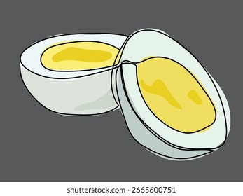 Boiled egg in continuous line drawing 
