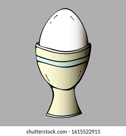 boiled egg in an egg cup isolated on background. Vector illustration