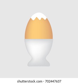 boiled egg in egg cup- vector illustration