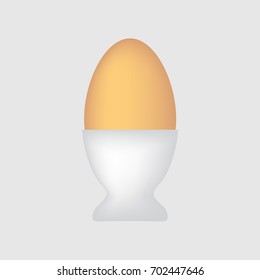 boiled egg in egg cup- vector illustration