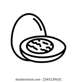 boiled egg cut hen line icon vector. boiled egg cut hen sign. isolated contour symbol black illustration