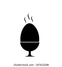 Boiled egg in a dish on white background, vector illustration