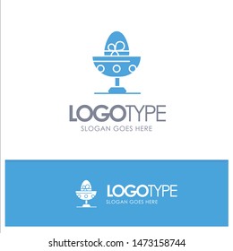 Boiled, Boiled Egg, Easter, Egg, Food Blue Solid Logo with place for tagline
