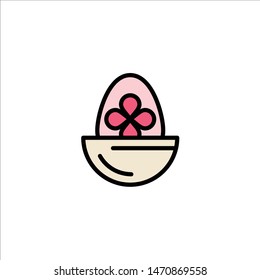 Boiled, Boiled Egg, Easter, Egg, Food Business Logo Template. Flat Color. Vector Icon Template background