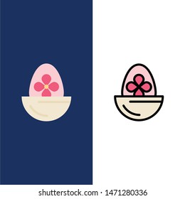 Boiled, Boiled Egg, Easter, Egg, Food  Icons. Flat and Line Filled Icon Set Vector Blue Background. Vector Icon Template background