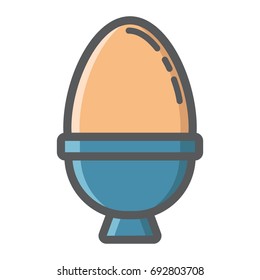 Boiled egg in eggcup filled outline icon, food and drink, breakfast sign vector graphics, a colorful line pattern on a white background, eps 10.
