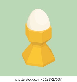 Boiled egg in eggcup - hand drawn vector illustration.