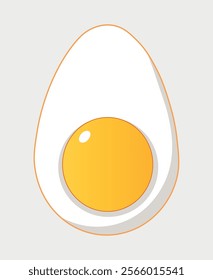 Boiled egg flat vector illustration. Boiled egg cut in half. Breakfast concept healthy meal