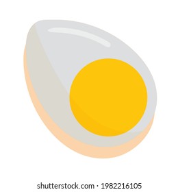 Huevo cocido. Desayuno saludable. Ilustración del vector aislada en fondo blanco