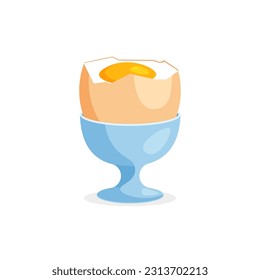 Boiled egg in a holder. Healthy breakfast icon. Vector illustration in trendy flat style isolated on white backgound.