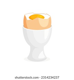 Boiled egg in a holder. Healthy breakfast icon. Vector illustration in trendy flat style isolated on white background.