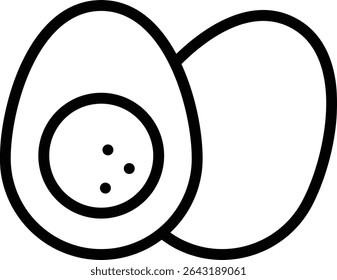 boiled egg icon illustration design with outline, this is not made from any AI generation