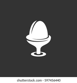 Boiled egg icon isolated on black background. Boiled egg vector logo. Flat design style. Modern vector pictogram for web graphics - stock vector