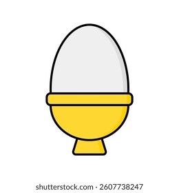Boiled egg icon in lineal color style in an egg cup, representing a nutritious breakfast or diet-friendly meals