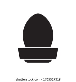boiled egg icon over white background, silhouette style, vector illustration