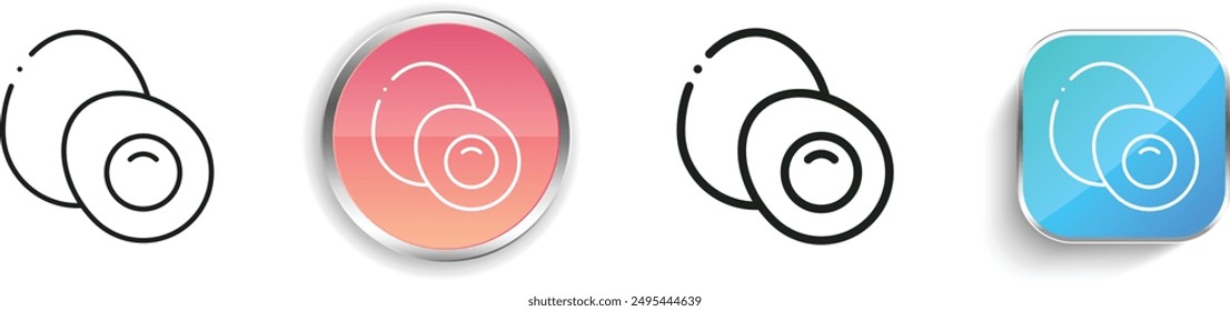 boiled egg icon. Thin Linear, Regular and Button Style Design Isolated On White Background