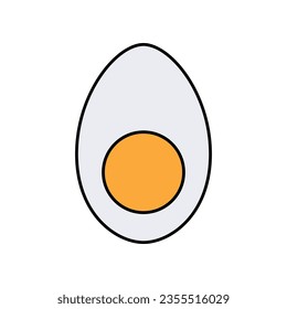 Boiled egg Icon Vector Illustration. Boiled egg Lineal Color Icon
