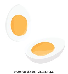 Huevo hervido aislado sobre fondo blanco. Concepto de comida saludable. Ilustración vectorial
