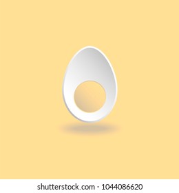 Boiled egg isolated on yellow background, flat icon. Vector illustration.