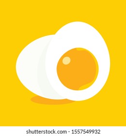 Boiled egg isolated on yellow background.
