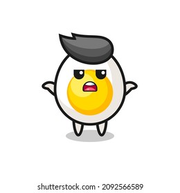 boiled egg mascot character saying I do not know , cute style design for t shirt, sticker, logo element