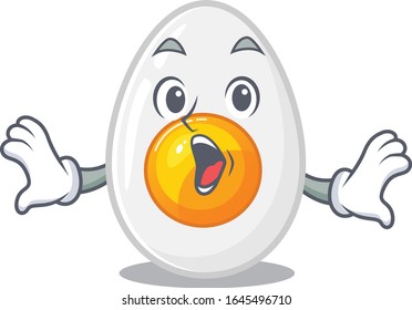 Boiled egg mascot design concept with a surprised gesture