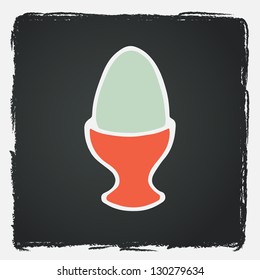 Boiled egg on chalkboard background. Vintage style vector illustration.