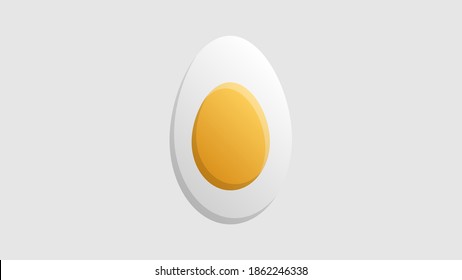 boiled egg on a gray background, vector illustration. egg with yellow yolk. delicious breakfast. healthy food, weight loss, snack for weight gain. calorie counting, weight gain on drying.