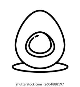 Boiled egg outline icon on white background