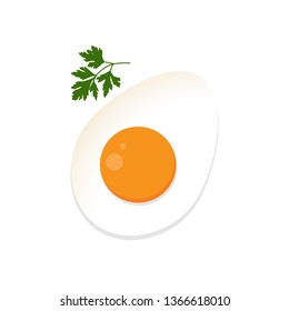  Boiled egg and parsley leaf vector illustration. Egg vector. Diet food.
