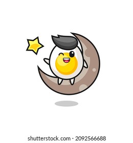 the boiled egg pirate character holding sword beside a treasure box , cute style design for t shirt, sticker, logo element