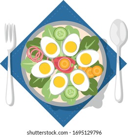 Boiled egg in plat vector illustration