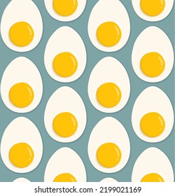 Boiled egg seamless pattern
Natural, fresh and organic products, protein and yolk. Healthy food and farming. Cartoon flat vector illustration 