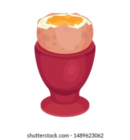 Boiled egg in the stand. Vector illustration on a white background.