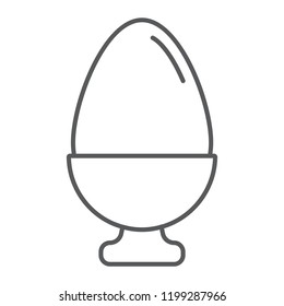 Boiled egg thin line icon, food and breakfast, chicken egg sign, vector graphics, a linear pattern on a white background, eps 10.