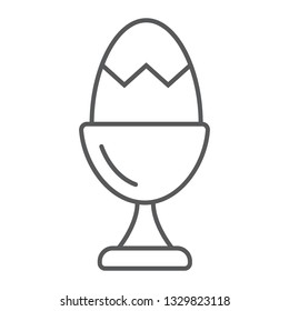 Boiled egg thin line icon, food and chicken, breakfast sign, vector graphics, a linear pattern on a white background, eps 10.
