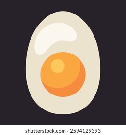 Boiled egg vector design illustration isolated on white background. Egg in eggshell, pieces boiled and fries. Whole and half, sliced eggs with dill.