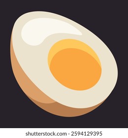 Boiled egg vector design illustration isolated on white background. Egg in eggshell, pieces boiled and fries. Whole and half, sliced eggs with dill.